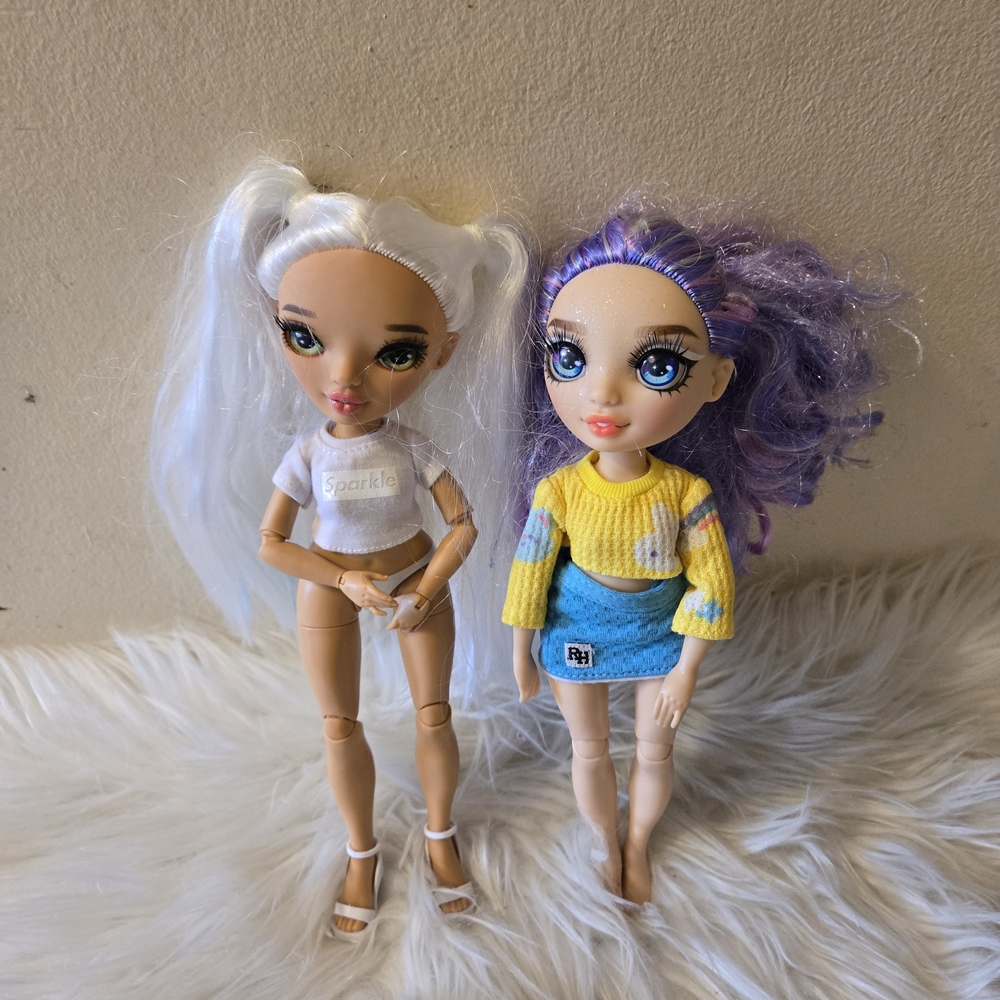 Lot of 2 Rainbow High Dolls  Fashion Dolls with White and Purple Hair